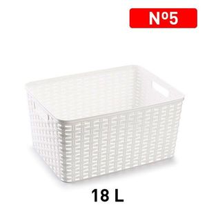 Cesto portaoggetti in plastica bianca 18L CESTA RATTAN N5 - Product Image 3