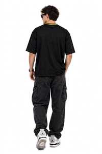 ONETEN APPAREL <b>Men's</b> Black <b>Yellow</b> 25 Jersey Crew Neck Street Style Breathable 100% Cotton T-<b>Shirt</b> with Star Logo Printed Front - Product Image 4