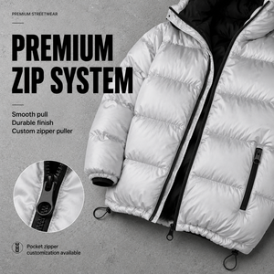 Chaqueta Acolchada Blanca para Hombre, con Capucha, Resistente al Viento, Estilo Urbano, para Invierno, Relleno de Poliéster, Cierre de Cremallera, Color Sólido - Product Image 3