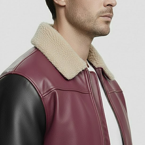 Removable Winter <b>Jacket</b> Men Vintage Bomber <b>Jacket</b> <b>Brown</b> Mens 100% Polyester with Turn-down Collar Premium Soft <b>Leather</b> - Product Image 5