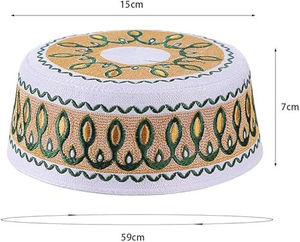 Chapeau de prière musulman traditionnel pour hommes, chapeau Kufi en coton doux, fournisseur en gros - Product Image 2
