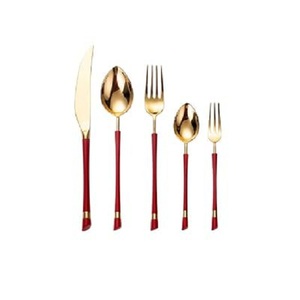 Juego de Cubiertos de Metal con Acabado Espejo, Elegante, Duradero y Reutilizable, Cuchillos Dorados, Cucharas y Tenedores de Acero Inoxidable, Estilo Occidental - Product Image 1