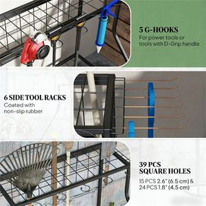 Porta Attrezzi da Giardino a 3 Ripiani Arancione per Organizzare gli Strumenti da Esterno - Product Image 2