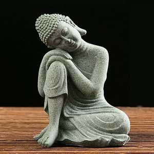 Statue de Bouddha artisanale en grès naturel pour l'aménagement extérieur, les sanctuaires domestiques, les studios de yoga, les centres de villégiature et les jardins - Product Image 4