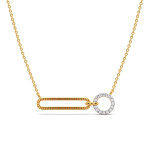 Collier en diamant à maillons allongés avec un centre géométrique élégant et un design moderne à cadre ouvert - Product Image 1