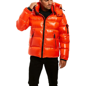 Men's Winter Outdoor Zipper Jacket Fur Decoration Custom Logo Quilted Brown Polyester <b>Stand</b> Short Puffer Wholesale Sublimation - Product Image 4