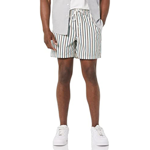 Short de bain bleu marine pour hommes, taille élastique, cordon de serrage réglable, vêtements de plage, short décontracté à séchage rapide - Product Image 1