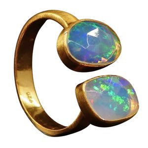 Party Wear 925 Sterling Sterling Silver <b>Gold</b> Plated Jewelry <b>Opal</b> Gemstone Women Wear Classic <b>Ring</b> - Product Image 5