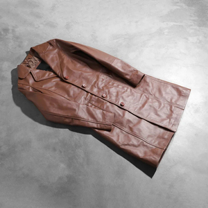 Abrigo de Cuero Tipo Gabardina para Mujer, Piel de Oveja Genuina, Color Marrón, Abrigo Largo de Invierno - Product Image 4