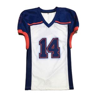 Uniformes d'équipe personnalisés maillot de football américain maille respirante col en V chemise à manches courtes conception imprimée commande en gros disponible - Product Image 1