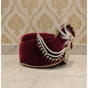 Maroon GOLD dulha pagri turban | เจ้าบ่าวแต่งงาน Safa - Product Image 5