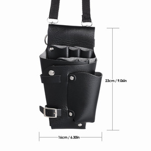 High Quality Barber Salon Use Holsters PU <b>Leather</b> 6.30*9.06 Inch Hair Styling Scissors Holsters Multi Pockets Scissors Bags - Product Image 2