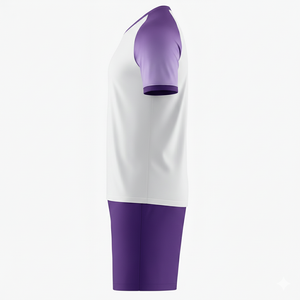 Men's White Purple Color Blocked Soccer Jersey Short Sleeve Crew Neck Moisture Wicking Polyester <b>Athletic</b> Wear All Seasons - Product Image 2