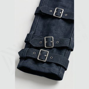 Jean en denim coupe droite délavé foncé pour homme, taille haute, coupe slim, en coton, style streetwear, pantalon automne - Product Image 6