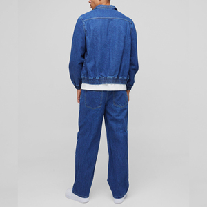 Quality Casual Embroidered Windproof Oversized Drop Shoulder Denim <b>Jeans</b> <b>Jacket</b> for Men Distressed <b>Black</b> 100% Cotton Winter - Product Image 3