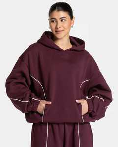 Ensemble de survêtements pour femmes en molleton de coton à capuche, délavé à l'acide, avec logo personnalisé, respirant, anti-plis, style streetwear – Fournisseur de premier plan - Product Image 3