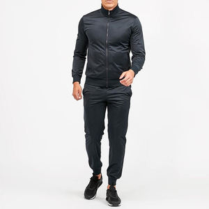 Men's Black Quick Dry Breathable Fleece Tracksuit Full <b>Zip</b> <b>Hooded</b> Sporty Jogging Suit Side Pockets Polyester/Cotton Winter Wear - Product Image 2