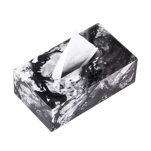 Resin Facial Tissue Box Modern Elegant Resin Tissue Box Organizer Decorative Home Accessory for Coffee <b>Table</b> Bedroom Office - Product Image 4