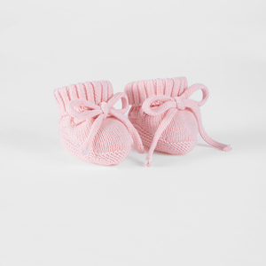 Chaussons-chaussettes tricotés roses pour bébé, 100 % coton, nouveau-né 0-3 mois, couleur unie, respirants, épaisseur standard, décontractés, hiver - Product Image 2