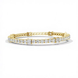 Pulsera de Lujo Clásica con Diamantes Cultivados en Laboratorio, Corte Princesa, Bañada en Rodio, Oro Amarillo de 18K, para Uso Diario en la Oficina, Compromiso, Mujer - Product Image 1