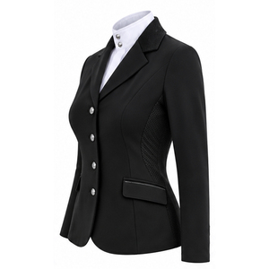 Chaqueta de equitación para mujer, blazer de competición, corte entallado, cintura media, tejido de punto estampado, cierre con botones - Product Image 2