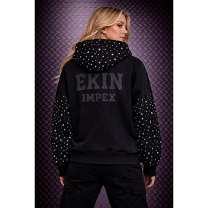 Custom 450Gsm Fleece Zip-Up Hoodie <b>Y2K</b> Vintage Streetwear 100%Cotton Rhinestone 3DEmbroidery Sun Faded Distressed Oversized - Product Image 4