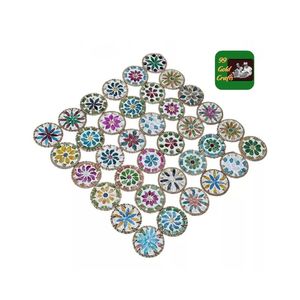 ATTRACTIVE MOTHER OF PEARL INLAY WITH RATTAN PLACE MAT VIETNAM WHOLESALE TRADE EXPORT RATTAN COASTER FREE LOGO ENGRAVED - Product Image 5