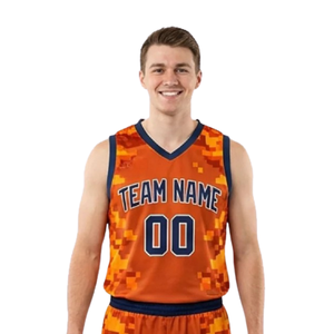 Conjunto de Uniforme de Baloncesto con Diseño de Píxeles para Hombre, Camiseta sin Mangas con Cuello en V, Secado Rápido, Absorbe la Humedad, 100% Poliéster, Corte Holgado - Product Image 3