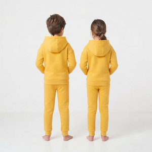 Conjunto Deportivo Amarillo para Niños, Sudadera con Capucha y Pantalones, Cierre Completo, Ropa Casual Unisex para Niños, Otoño, 100% Algodón, Alta Calidad, Venta al Por Mayor - Product Image 4