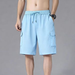 Pantalones Cortos Bermuda de Lona de Primera Calidad para Hombre, Tejido Transpirable Ecológico Digital, Cierre con Cordón, Diseño Sólido, Estilo Cargo - Product Image 3