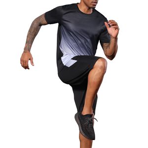 Gym Set Men's <b>Shirt</b> and Shorts 100% Polyester Set Zipper Pockets Quick Dry Athletic Clothes Workout Running Summer Casual Outfit - Product Image 2