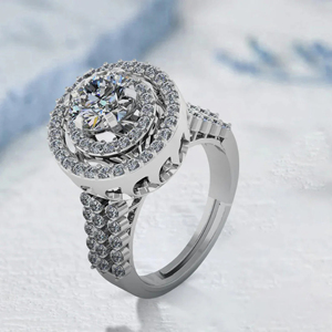Luxury Women 18K Solid Gold Rhodium Plated Round Brilliant Cut Diamond Engagement <b>Ring</b> <b>Crown</b> Style - Product Image 2