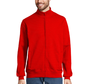 Sudadera Roja con Cierre para Hombre, Corte Regular, Color Sólido, Informal, Tejida, Cuello Alto, Manga Larga - Product Image 1