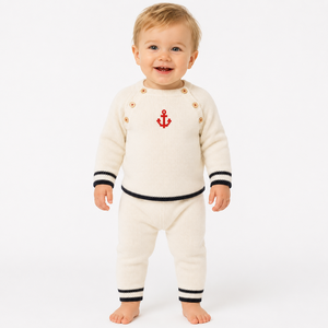 Conjuntos de Suéteres de Punto de Algodón 100% Personalizados para Bebés de <span class=keywords><strong>3</strong></span> <span class=keywords><strong>Meses</strong></span>, Suaves y Cómodos, de Dos Piezas - Product Image 1