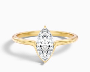 Marquise Cut Moissanite <b>Ring</b> 925 Sterling <b>Silver</b> Yellow Gold Plated Luxury Classic <b>Solitaire</b> Engagement Wedding Anniversary - Product Image 1