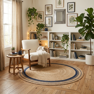 NYKO MART JR-04F Handwoven 100% Organic Jute Bohemian Area <b>Rug</b> 2x3-6 Ft <b>Natural</b> <b>Fiber</b> Eco-Friendly Non-Slip Low Pile <b>Rug</b> - Product Image 1