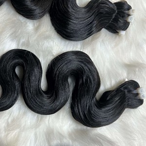 40 Pcs Qhair Vietnamien Doux Haute Qualité Cheveux Bruts Noir Corps Vague Trame Machine Double Tiré Faisceau De Qhair - Product Image 4