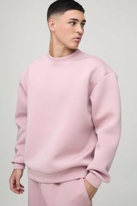 Sweat-shirt unisexe rose oversize à col rond, manches classiques, en coton French Terry, couleur unie, pour l'hiver, style décontracté Crescent Wear - Product Image 4