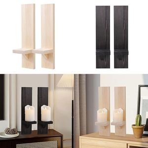 Modern Wooden Pillar <b>Candle</b> Holder Stand <b>Black</b> Decorative Tabletop <b>Lantern</b> Farmhouse Home Decor - Product Image 3