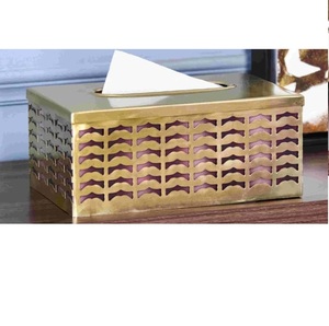 Caja de pañuelos de diseño artesanal, caja de pañuelos creativa, diseño atractivo, decorativa, dorada, para el hogar. - Product Image 1