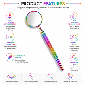 Handheld Round Metal <b>Mirror</b> 3X <b>Magnifying</b> Single Side Rainbow Finish <b>Makeup</b> Tool - Product Image 4