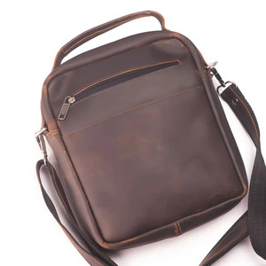 Men’s Brown Genuine Leather Crossbody Bag With Zipper Closure Shoulder Strap Classic Stylish Design - Bags Brown Leather - Product Image 2