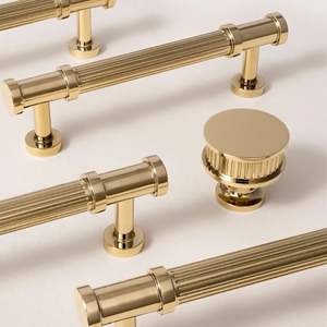 Wholesale Minimalism <b>Long</b> Gold Brass Cabinet Handles <b>Wardrobe</b> Kitchen Handle and Knob - Product Image 1