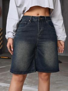 Shorts en jean décontractés vintage pour femmes, style pakistanais, pour l'été, tenue de tous les jours, confort premium, 100 % coton, écologique - Product Image 5
