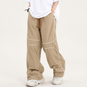 Hot Selling Custom Men's Oversized Panel Sweatpants Elastic Waist Drawstring Streetwear Trousers Lightweight Breathable <b>Joggers</b> - Product Image 2