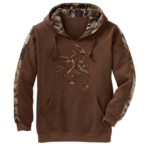 Sudadera con Capucha Naranja para Hombre, Diseño de Corazón y Camuflaje de Alce, Forro Polar, Estilo Casual de Invierno, Corte Holgado, con Bolsillos, 100% - Product Image 6