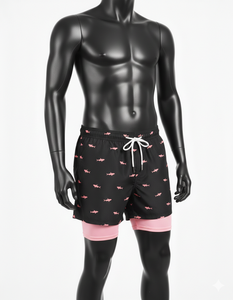 กางเกงชายหาดแบบซับลิเมชั่นสั่งทำพิเศษ 2 in 1 กางเกงว่ายน้ำผู้ชายพร้อมกางเกงเลกกิ้งซับในแบบรัดรูป แฟชั่นทันสมัย แห้งเร็ว - Product Image 2