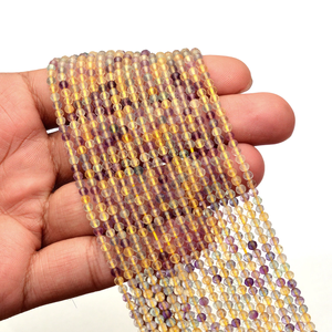 AAA+ Yellow Fluorite 3mm Gemstone Micro Faceted Beads Natural Fluorite Semi Precious Gemstone Rondelle Beads for Jewelry Making - Product Image 5