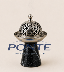 Attractive Design <b>Bakhoor</b> Burner with Natural Black Marble Base and Silver Metal Lid <b>Oud</b> Incense Holder for Home Decor - Product Image 3