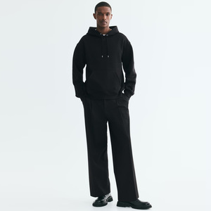 <b>Men's</b> Lightweight Velvet Padded Hooded Sweatshirt Shorts Suit Loose Solid Color Leisure Sports Polyester/Cotton - Product Image 2